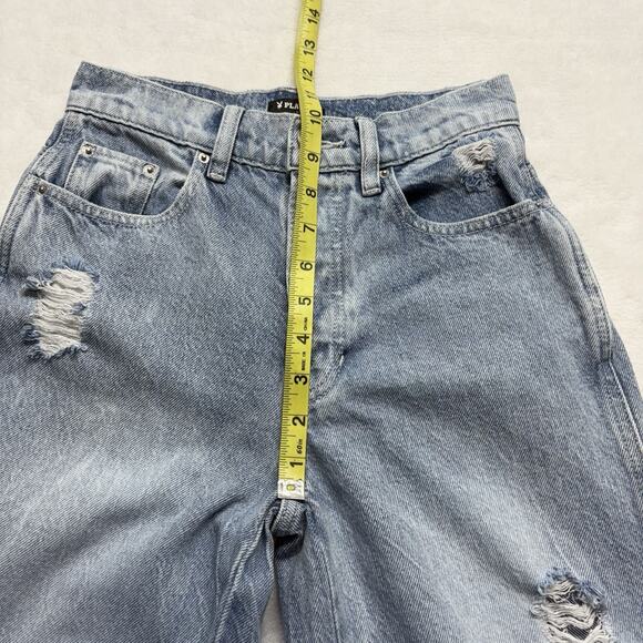 Pac Sun x Playboy Wide Leg Super Distressed Light Wash High Waist Jeans Size 24 - Picture 13 of 16